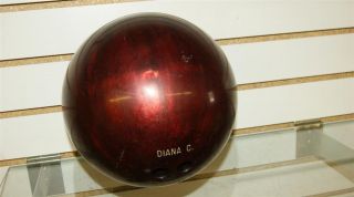 VINTAGE 11# BOWLING BALL COLUMBIA 300, RED WOMANS BALL , J