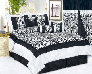 11pc Zebra Black Purple Comforter Set Bed In a Bag KING SZ w/ MATCHING 