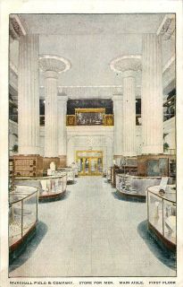 Vintage Poscard Marshall Field Company Store For Men Aisle First Floor 