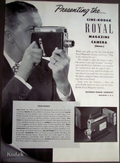 1951 Cine Kodak Royal Magazine 16mm Camera vintage Ad