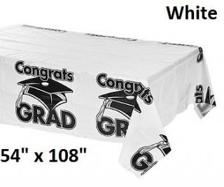 White GRADUATION Party Supply Plastic Table Cover Decoration school 