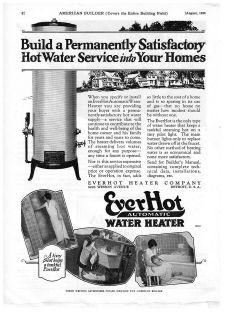 1926 AD EVERHOT AUTOMATIC WATER HEATERS, ALPHA BRASS PIPE