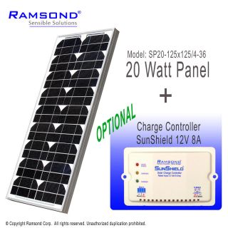   20 Watt Solar Panel Battery Charger Kit RV Charge Controller 8A 12V