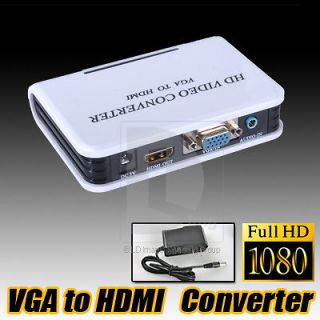 VGA + Audio in to HDMI out HD HDTV PC Video Converter Box 1080P