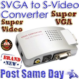   VGA to TV AV RCA S Video Adapter Converter Signal Switch Box + 4 Cable