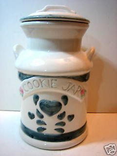Cookie Jar Ceramic Old Milk Can Style Heart Decor