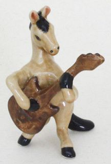 Figurine Animal Ceramic Statue Horse Playing Guitar