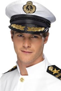 Adult Navy Marine Military Costume White Captain Hat