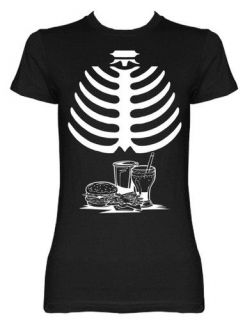 Fast Food Skeleton Pregnancy Halloween Costume Funny Maternity Tee T 