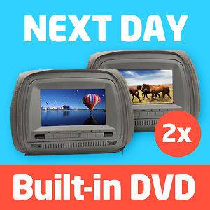 2X 7 In Car Headrest DVD Player/Monitor Twin Screen LCD