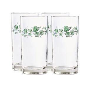 Corelle 4 CALLAWAY IVY 16 oz real GLASS GLASSES Iced Tea Drink 