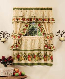 APPLE ORCHARD  COMPLETE KITCHEN CURTAIN SET  WINDOW CURTAIN/FRUITS