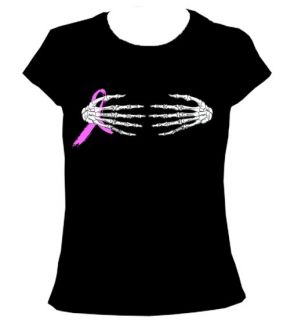   Hands Breast Cancer Ribbon Halloween Costume Ladies Junior T Shirt