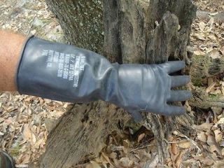   25 Pairs of Black Rubber Chemical Resistant Gloves   Military Surplus