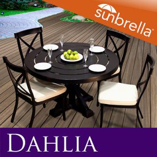 Dahlia Outdoor Cast Aluminum Patio Dining Set W/ Sunbrella Covers