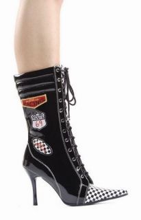   NASCAR ROUTE 64 CHECKER BOXING RING GIRL COSTUME ANKLE BOOTS HEELS