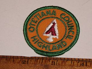Vintage Boy Scout Patch BSA   Otetiana Council Highland Tent Tree