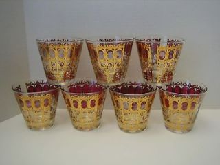 Culver LTD Signed Cranberry Scroll 8 Ounce Rocks Glasses