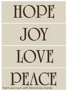   Hope STENCIL Joy Love Peace Country Family Home Decor Signs U Paint 3