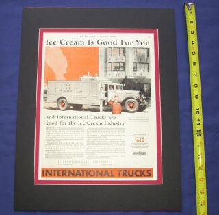 1932 *INTERNATIONAL TRUCKS* MAGAZINE AD ICE CREAM J