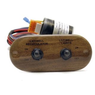 CRESTLINER 3461 0498 WOODGRAIN LIVEWELL SWITCH BOAT PANEL WITH TIMER