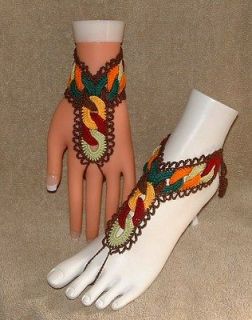 Crochet Barefoot Sandals Shoes Beachwear Gift Jewelry Bracelet 