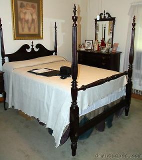   c1940 Queen Anne Solid Mahogany 5pc Bedroom Set HighBoy Nightstand Bed
