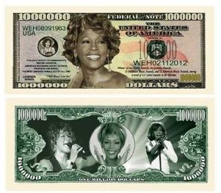 1,000,000 1 Million Dollars Whitney Houston Bill Notes 2 for $1.00 