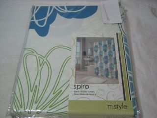 NEW M. Style Spiro Floral Shower Curtain 70x72 Blue, Green and Lite 