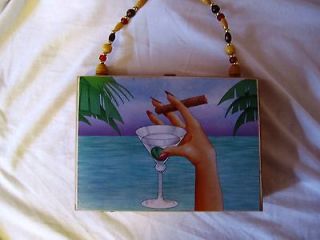 Cigar Box Purse Beaded Handle Marini, Cigar, Beach Theme