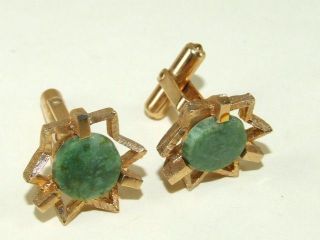 Vintage Mens Jewelry GT Destino Genuine Polished Jade Cuff Links