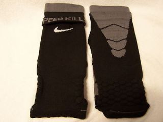 New Nike Elite Vapor Football Socks Black with Grey Stripes Size L 
