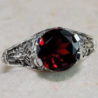 2ct Natural Garnet 925 Solid Sterling Silver Edwardian Style Ring Sz 7 