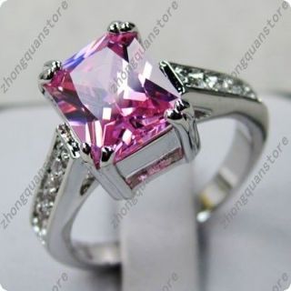 Jewellery New pink sapphire ladys 10KT white Gold Filled Ring sz9/8