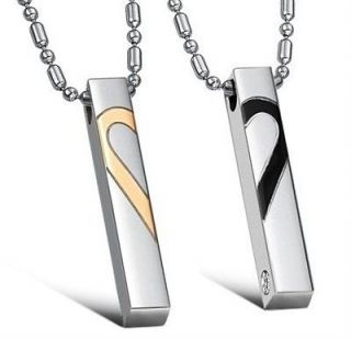   Stainless Steel I Love You Split Heart Charm Pendant Couple Necklaces