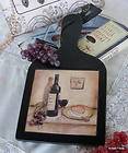 Cutting Board Wine Motif Wood/Tile Cheese Plaque