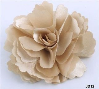 Blooming Flower Satin Fabric Hair Clip Brooch Corsage Hairdress Dual 