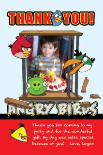 ANGRY BIRDS Printable THANK YOU Card File Matches Birthday Party 