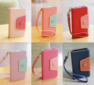   Pastel Phone Case for iPhone4/4S, Card Pocket Wallet Korean Cute Cover