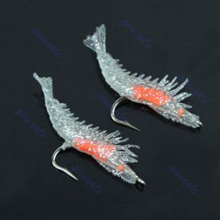 2pcs 58mm 3g Soft Silicone Prawn Shrimp Fishing Lure Hook Bait