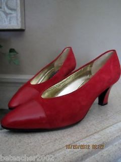 Vintage Womens Mario Valentino Red Suede & Italian Leather Shoes Sz 37