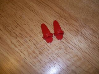 Vintage Ideal Tammy Family Dad & Brother Ted Red Plastic Slippers 