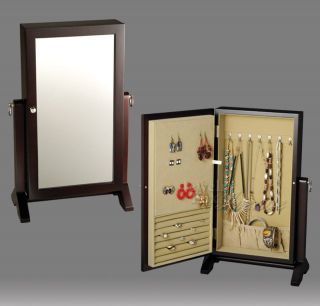 New Wall Mount Jewelry Box Armoire Cabinet Organizer Ring Storage 