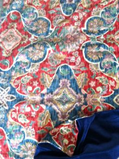 Large Ikat Blanket/Throw Lined Blue Velvet 35x60