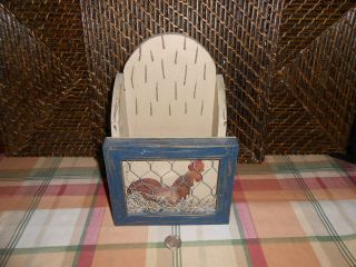 Decorative wall hanging wood box letter holder chicken in coop design