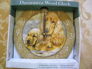 NEW Golden English Cocker Spaniel Decorative Wood Clock & Trivet