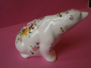 ROYAL CROWN DERBY PAPERWEIGHT POSIES Polar Bear 1st with Gold STOPPER