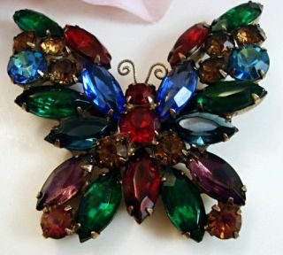   WEISS Costume Jewelry Rhinestone Butterfly Brooch Pin Designer Signed