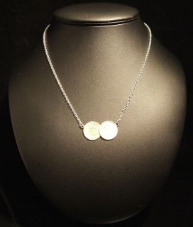 STERLING SILVER 925 DOUBLE COIN PENDANT NECKLACE 2 COIN TWO COIN BY 