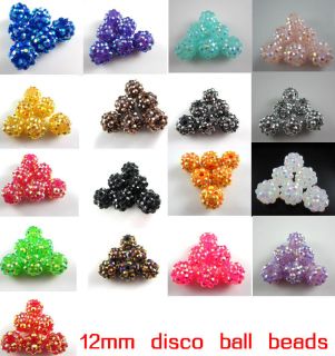   50pcs 12mm disco ball acrylic resin rhinestones charm beads Free Ship